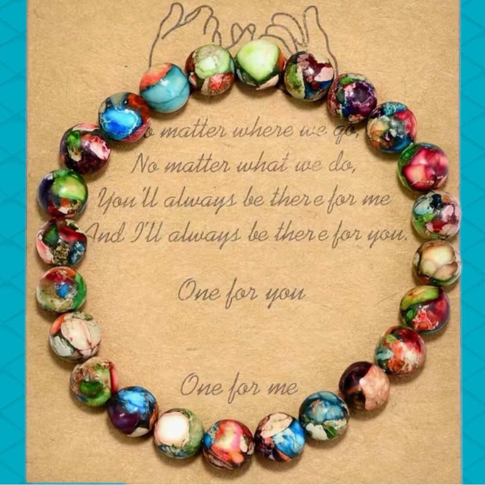 Natural Multicolored Stone Sea Sediment Beads Boho Bracelet - Picture 4 of 5